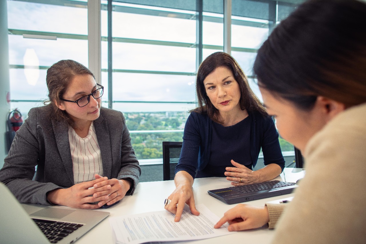 Professor Paula Moynihan is Director of Food and Health in the Faculty of Health and Medical Sciences. She is an internationally renowned researcher in the field of nutrition and oral health (> 130 publications). Her research focuses on the interrelationship between nutrition and oral health across the life-course, including the impact of diet and nutrition on dental caries, sugars and health, and the impact of compromised oral health on nutritional wellbeing.

Student is Amipama Iratui - grey suit jacket. HDR student. 