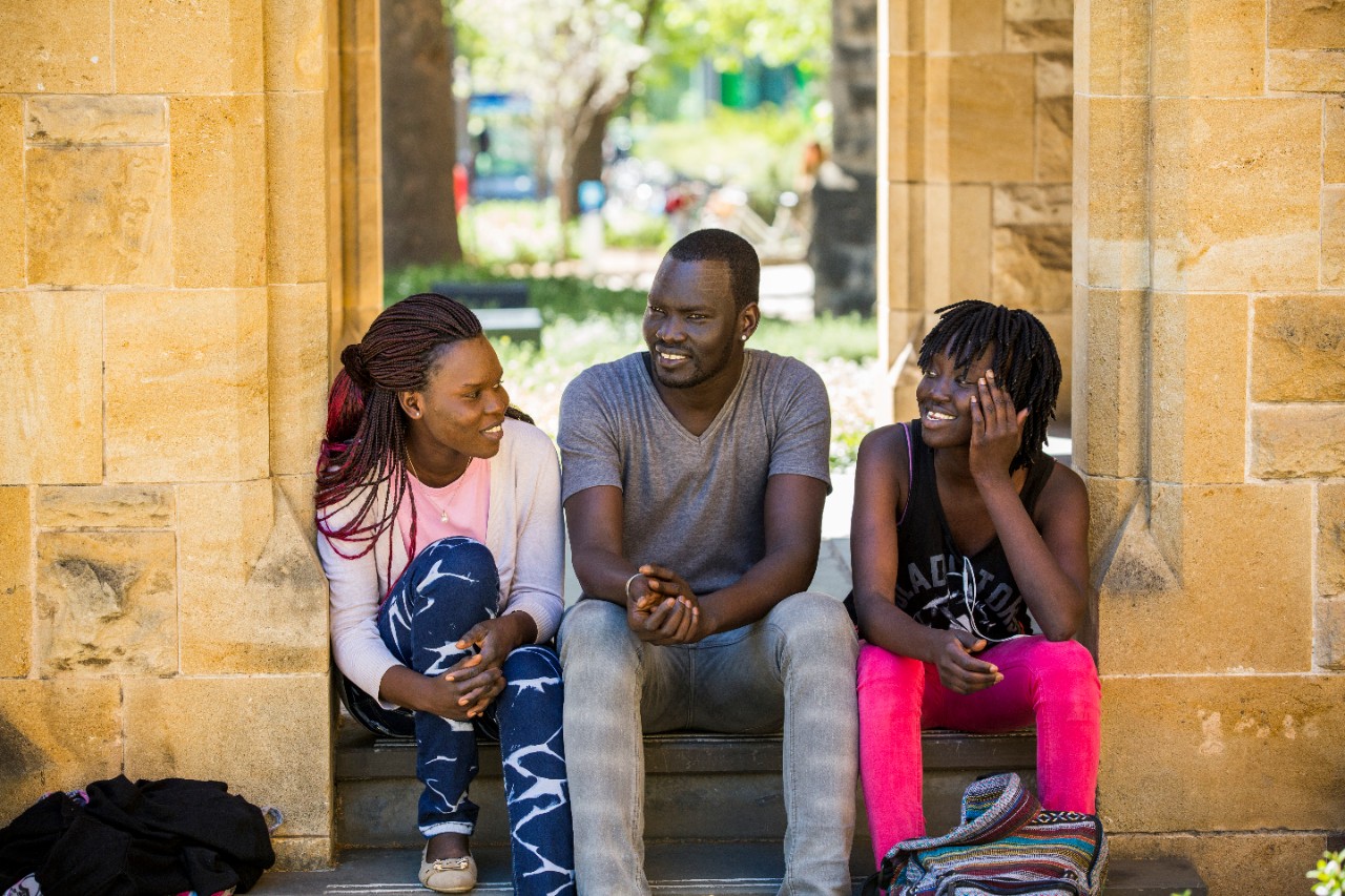 Students in Bonython Hall entrance