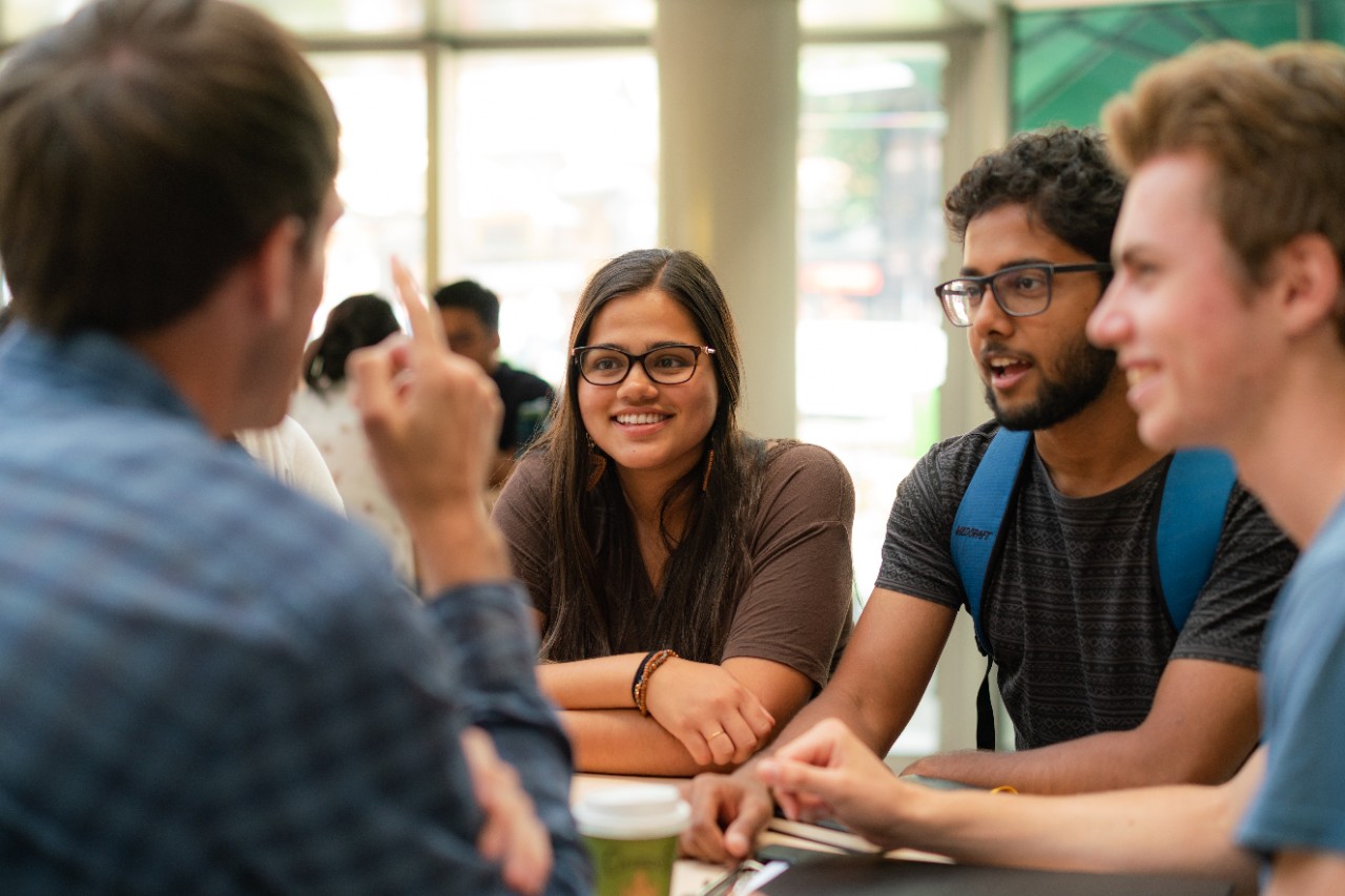 Students on North Terrace campus, taken during Orientation Week 2020