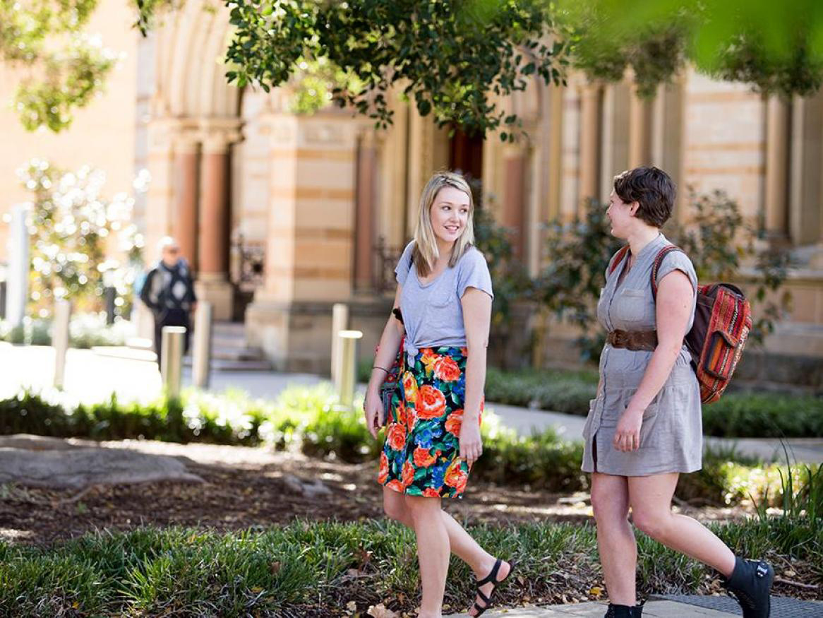 Students walking on campus